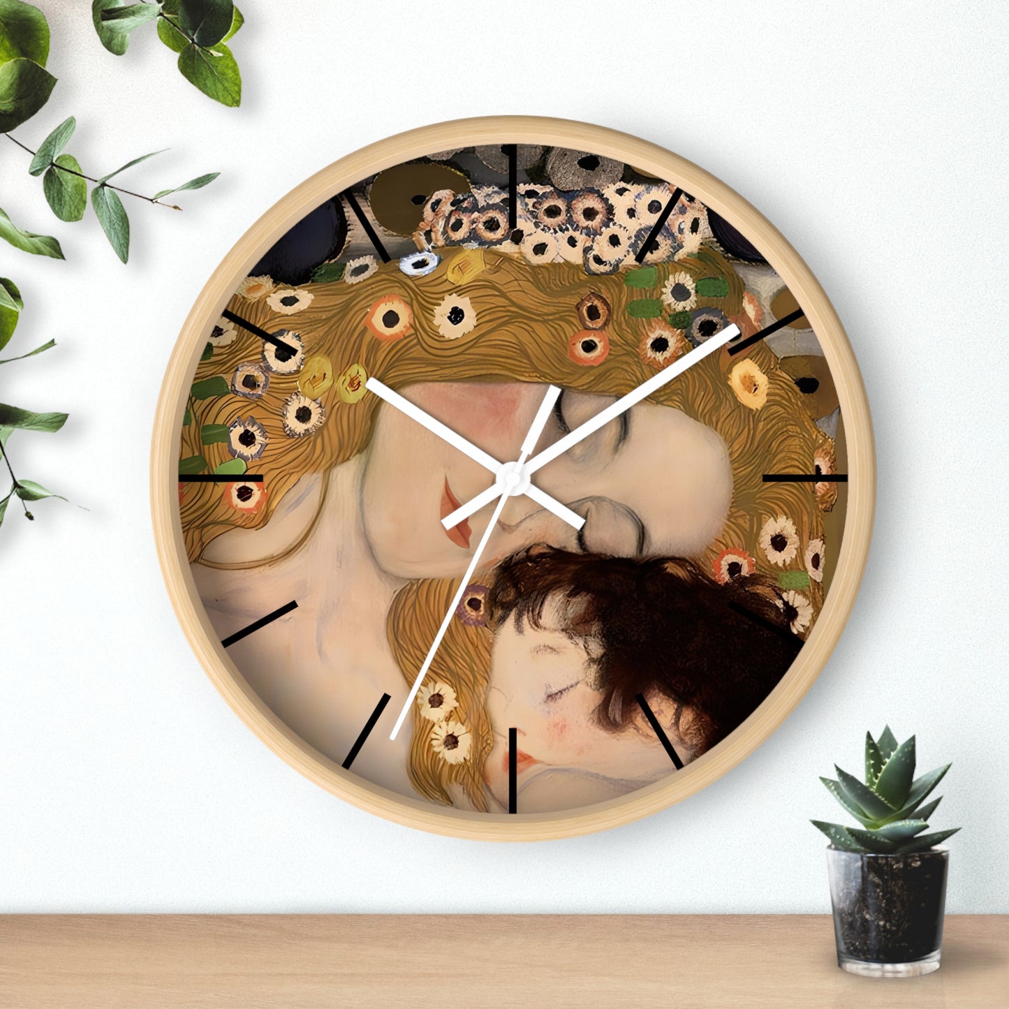Mother and Child Art Wall Clock | Gustav Klimt Inspired Nursery Decor