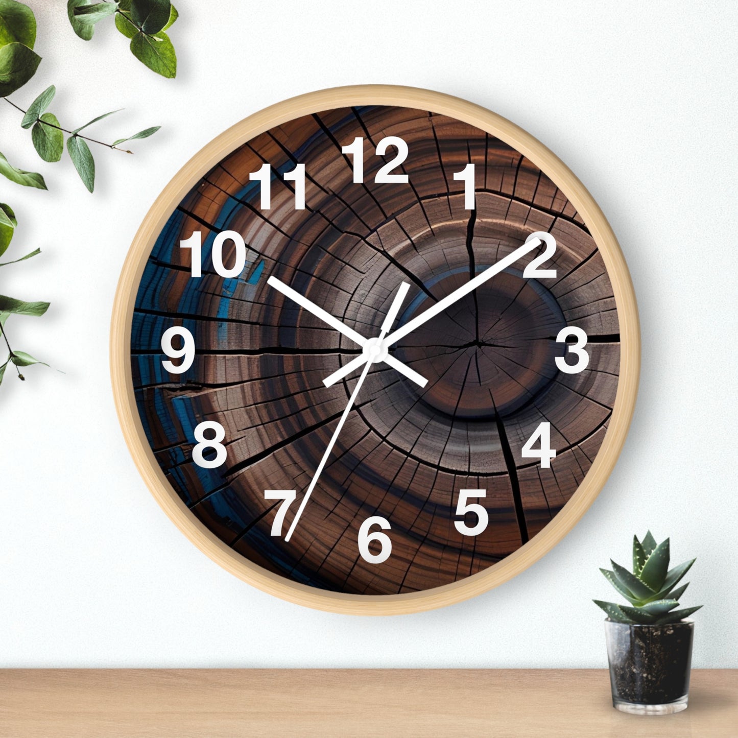 Wood Grain Target Clock wall clock | Rustic Tree Ring Design, Modern Numerals