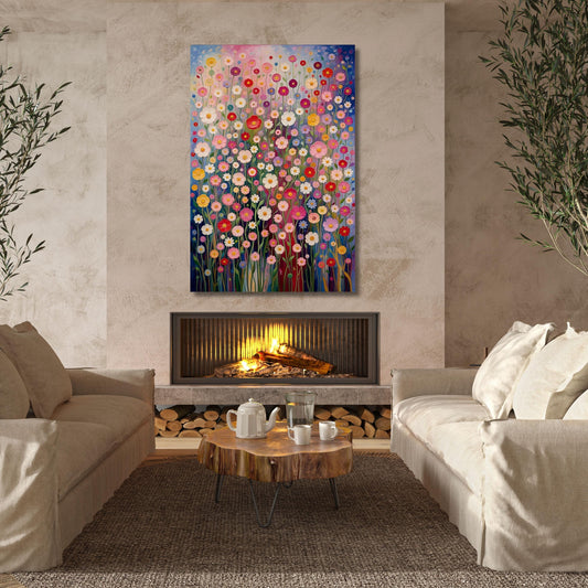Gustav Klimt Vertical Floral Wall Art,Flower Garden Canvas Print, Mid Century Botanical Art, Klimt Museum Poster, Art Nouveau Decor Gift art