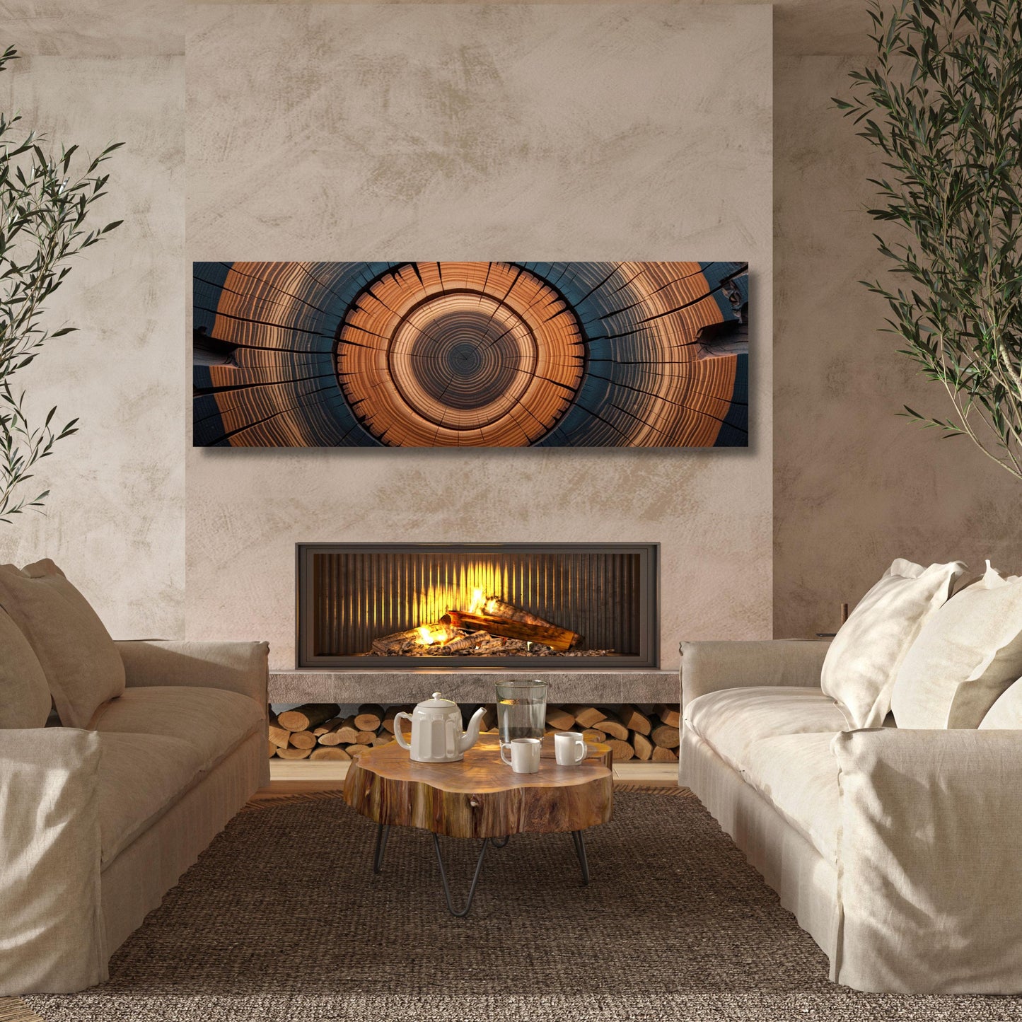 Tree Rings Canvas Wall Art: Elegant Wood Texture Print, Eco-Friendly Decor
