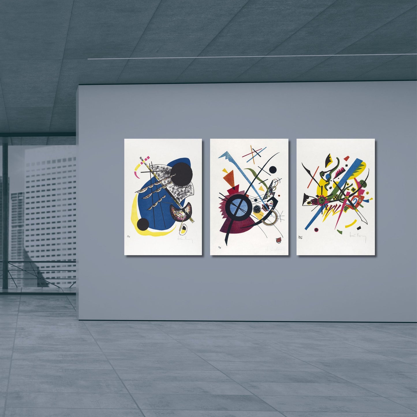 Set of 3 Wassily Kandinsky Canvas Prints, Geometric Abstract Wall Art, Bauhaus Style Decor, Russian Avant-Garde Expressionism