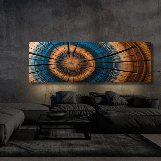Panoramic Tree Rings Canvas Wall Art Elegant Natural Wall Art Great Design Solution for Echo Tree Ring Print of stump, Tree ring Canvas art