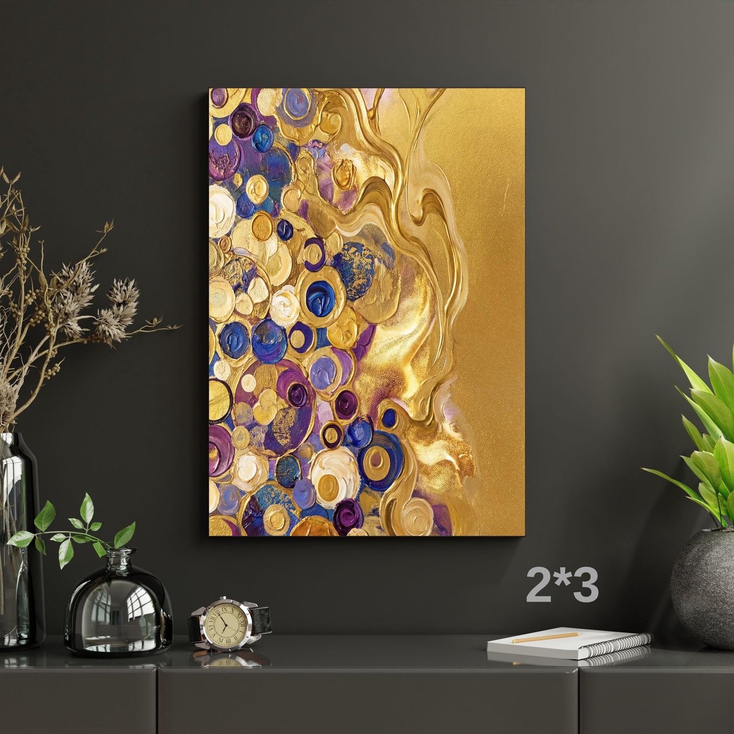 Long Narrow Canvas Wall Art Vertical Nature Print Tall Modern gold Wall Decor for Hallway,Entryway Small Space Styling Print