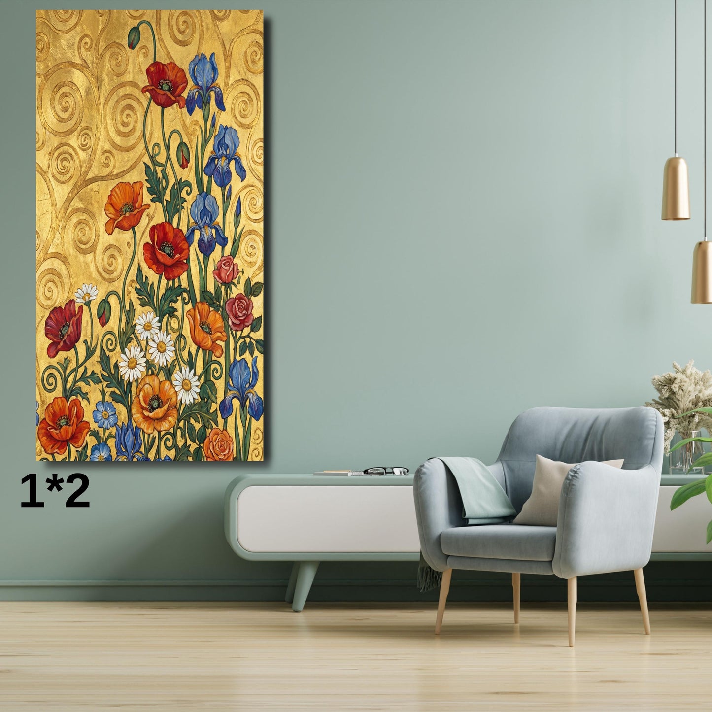 Long Narrow Canvas Wall Art Vertical Nature Print Tall Modern sun Tree or Mountain Wall Decor for Hallway,Entryway Small Space Styling Print