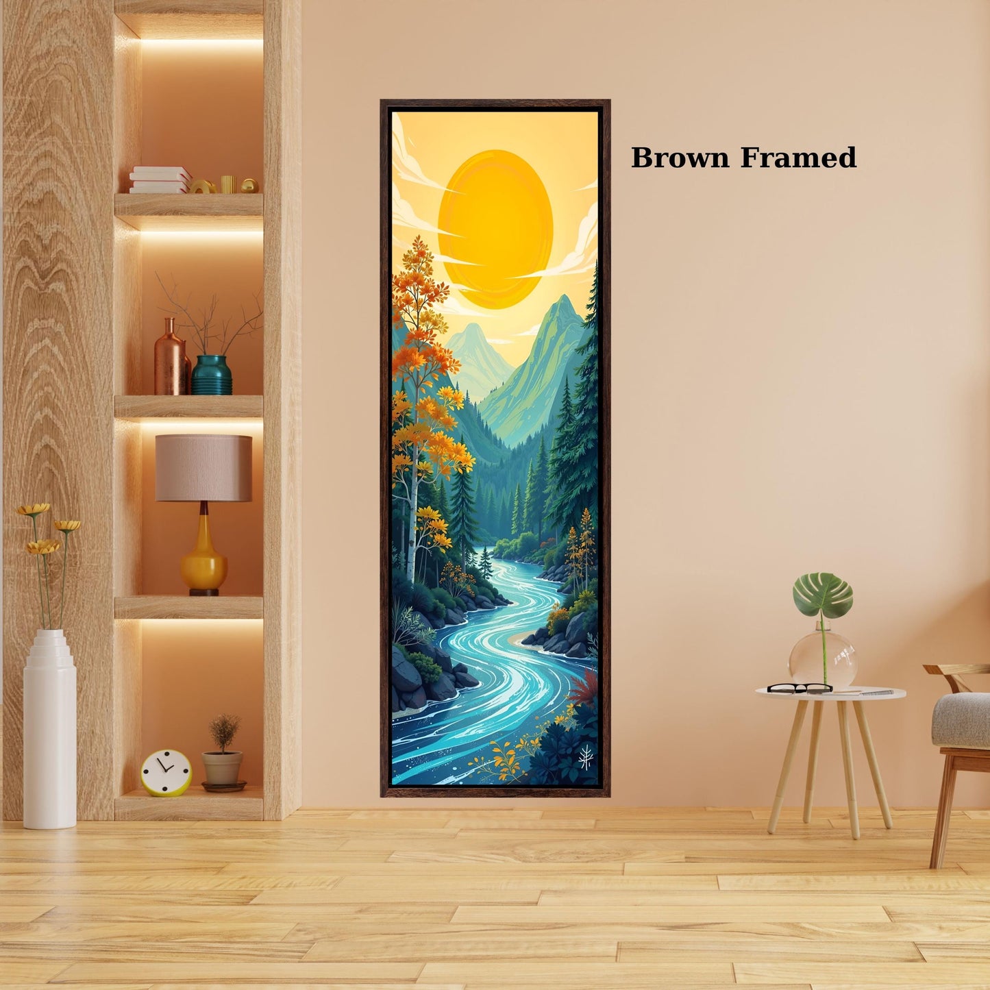 Long Narrow Canvas Wall Art Vertical Nature Print Tall Modern Tree or Mountain Wall Decor for Hallway, Entryway or Small Space Styling Print