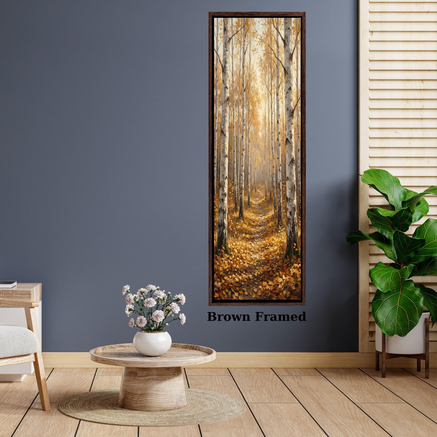 Long Narrow Canvas Wall Art Vertical Nature Print Tall Modern Tree or Mountain Wall Decor for Hallway, Entryway or Small Space Styling Print