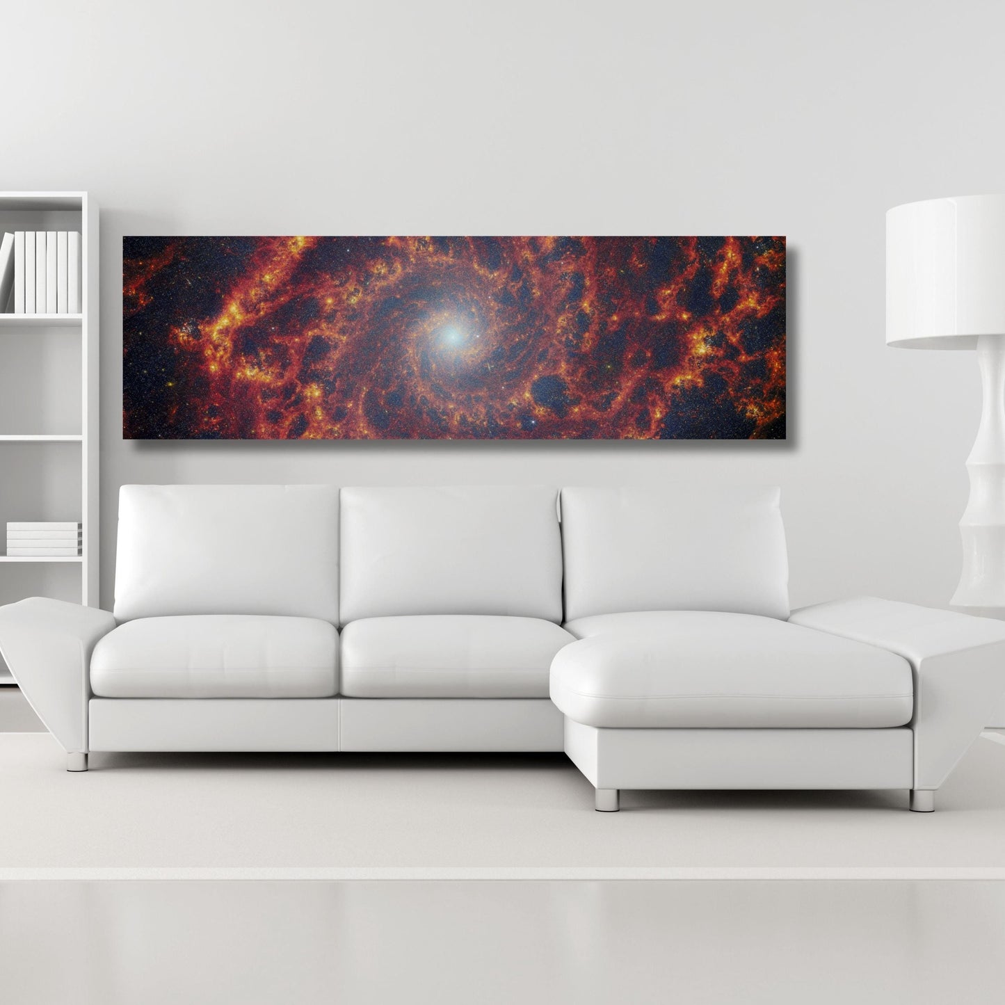 Panoramic Catching the edge of the phantom galaxy Canvas Wall Art NASA NIRCam and MIRI Canvas art NASA Photo canvas