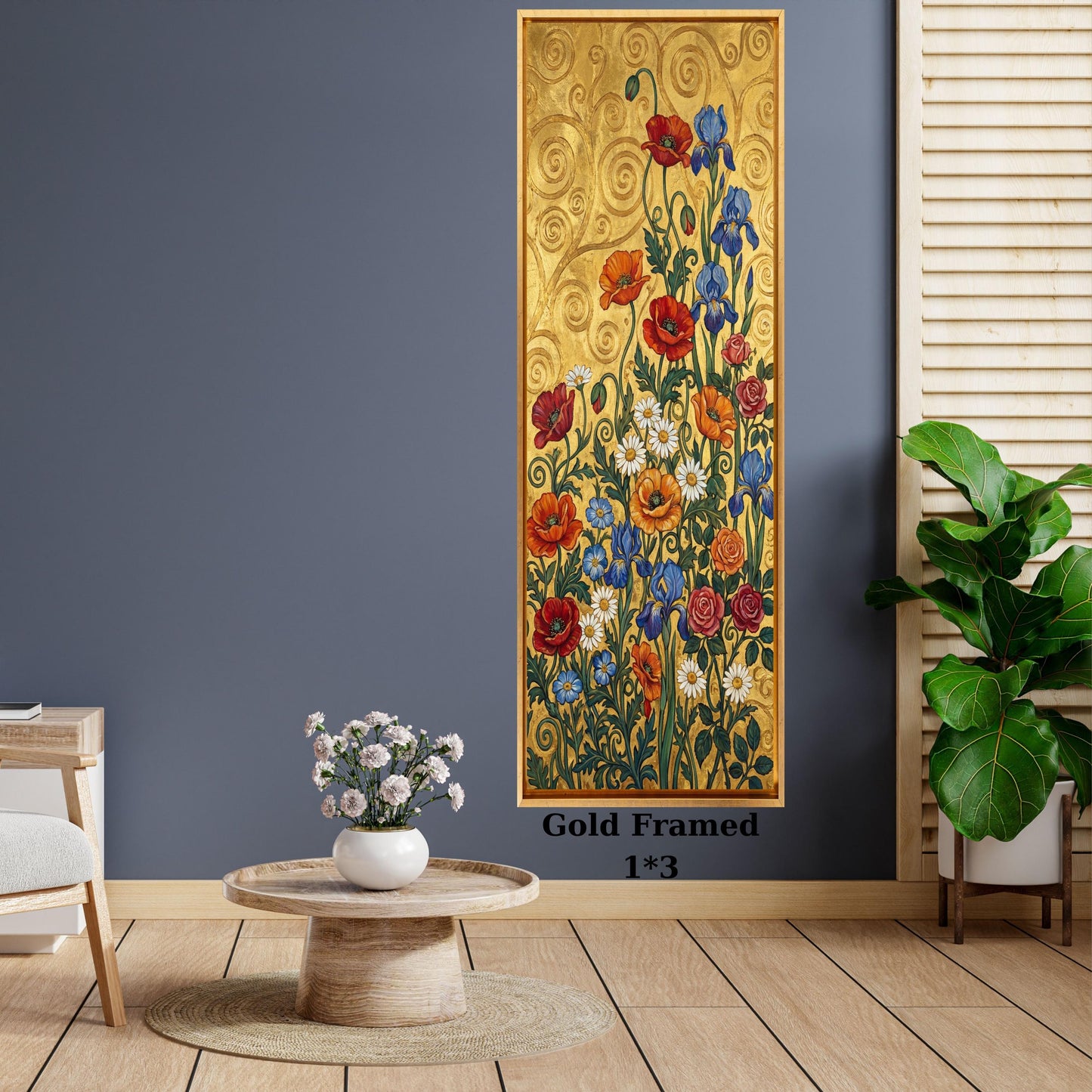 Long Narrow Canvas Wall Art Vertical Nature Print Tall Modern sun Tree or Mountain Wall Decor for Hallway,Entryway Small Space Styling Print