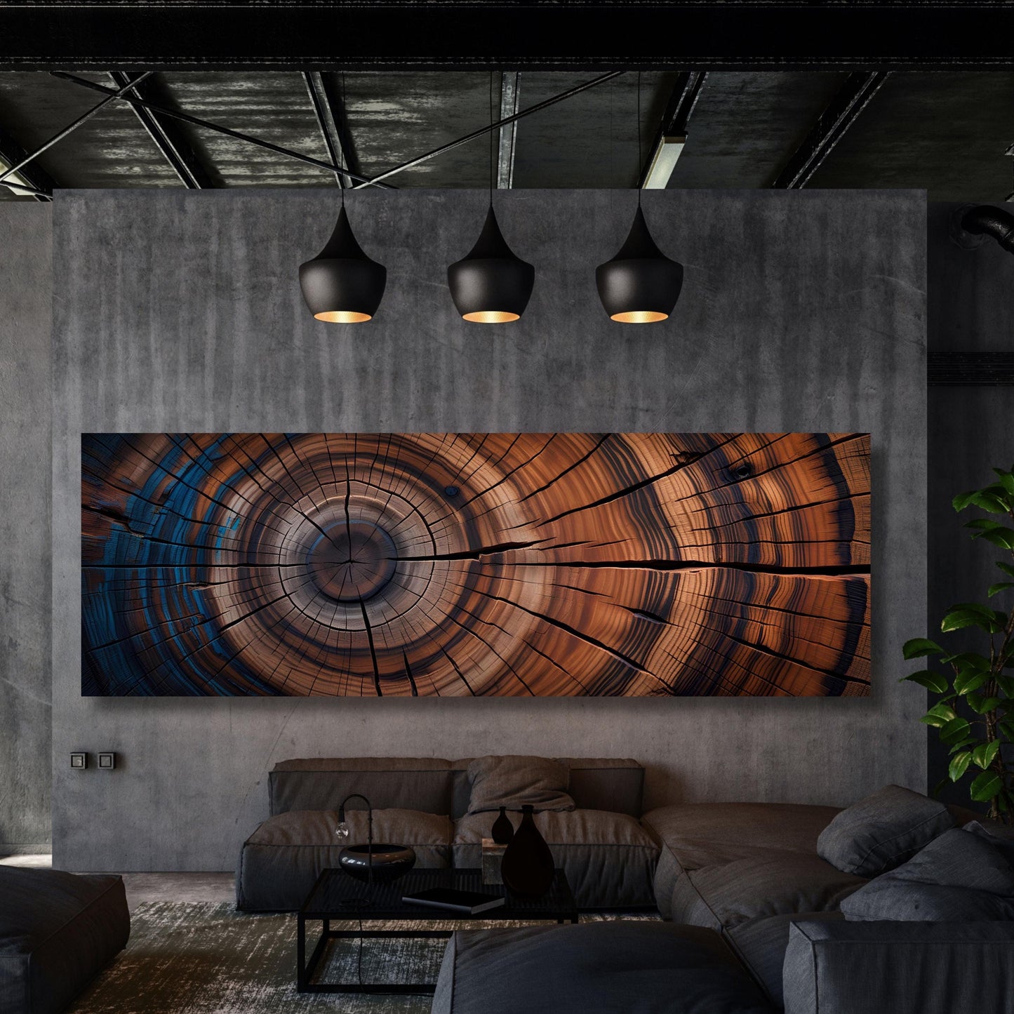 Panoramic Tree Rings Canvas Wall Art Elegant Natural Wall Art Great Design Solution for Echo Tree Ring Print of stump, Tree ring Canvas art