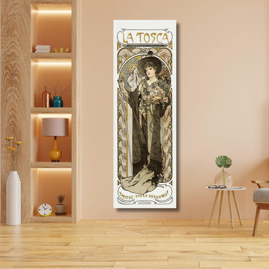 Alphonse Mucha La Tosca Canvas Art, Vintage Art Nouveau Wall Decor, Sarah Bernhardt Theatre Poster, Classic Mucha Masterpiece