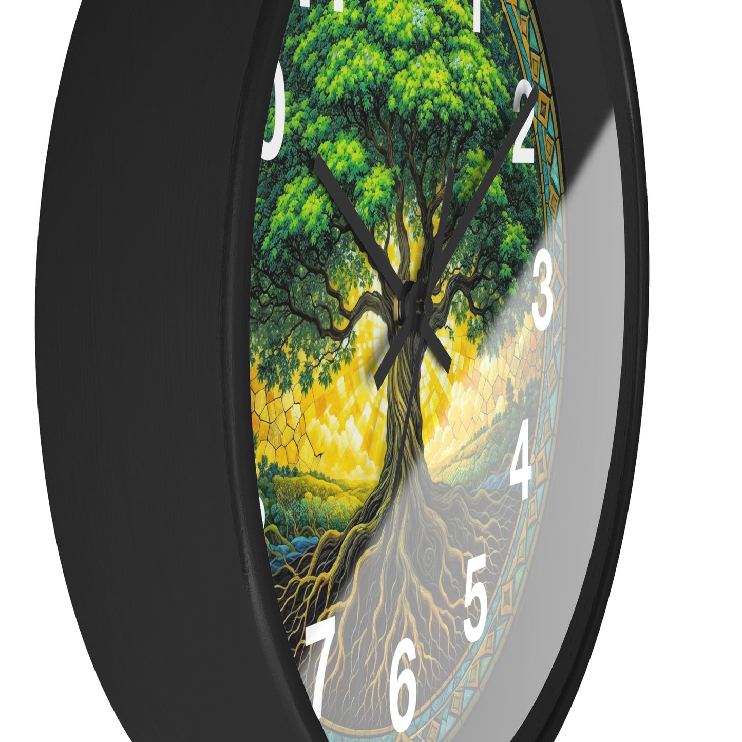 Stained Glass Tree of Life Wall Clock | Colorful Sunset Decor
