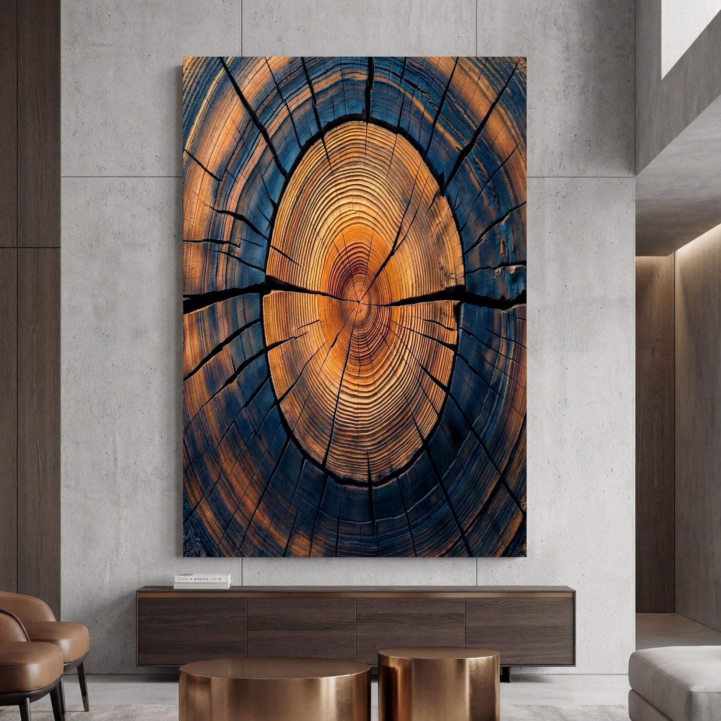 Echo Tree Ring Print Stump Decor, Textured Wood Canvas Art, High Definition Nature Lovers Gift, Vibrant Botanical Interior Design