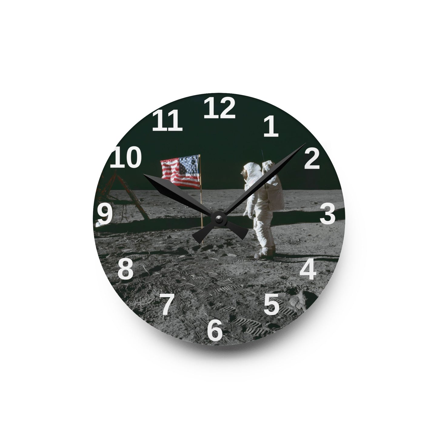 Moon Landing Astronaut acrylic wall clock | Lunar NASA space decor