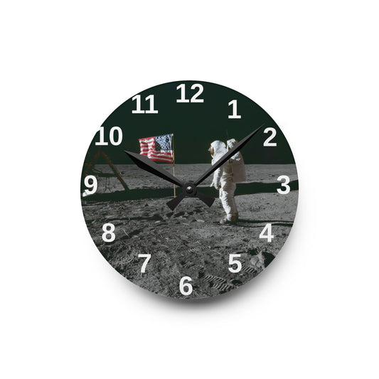 Moon Landing Astronaut acrylic wall clock | Lunar NASA space decor