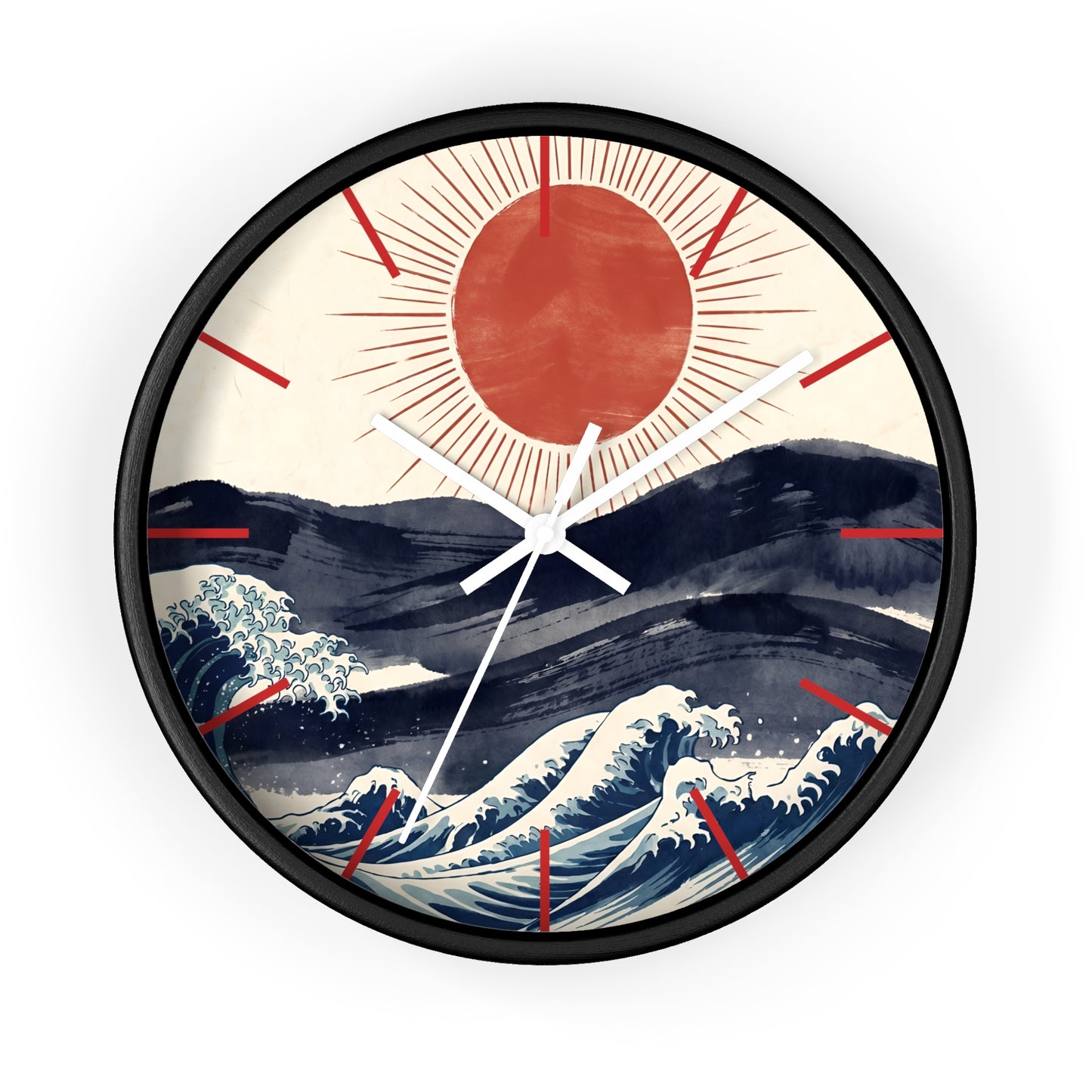Japanese Wave Sunrise Wall Clock | Coastal Zen Ocean Art Clock