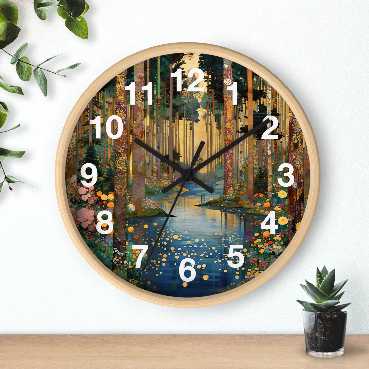 Enchanted Forest Stream Wall Clock | Whimsical Woodland Timepiece