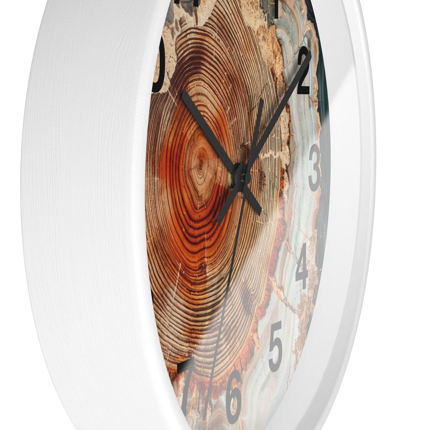 Agate Slice Tree Ring Wall Clock | Wood Grain Geode Home Decor