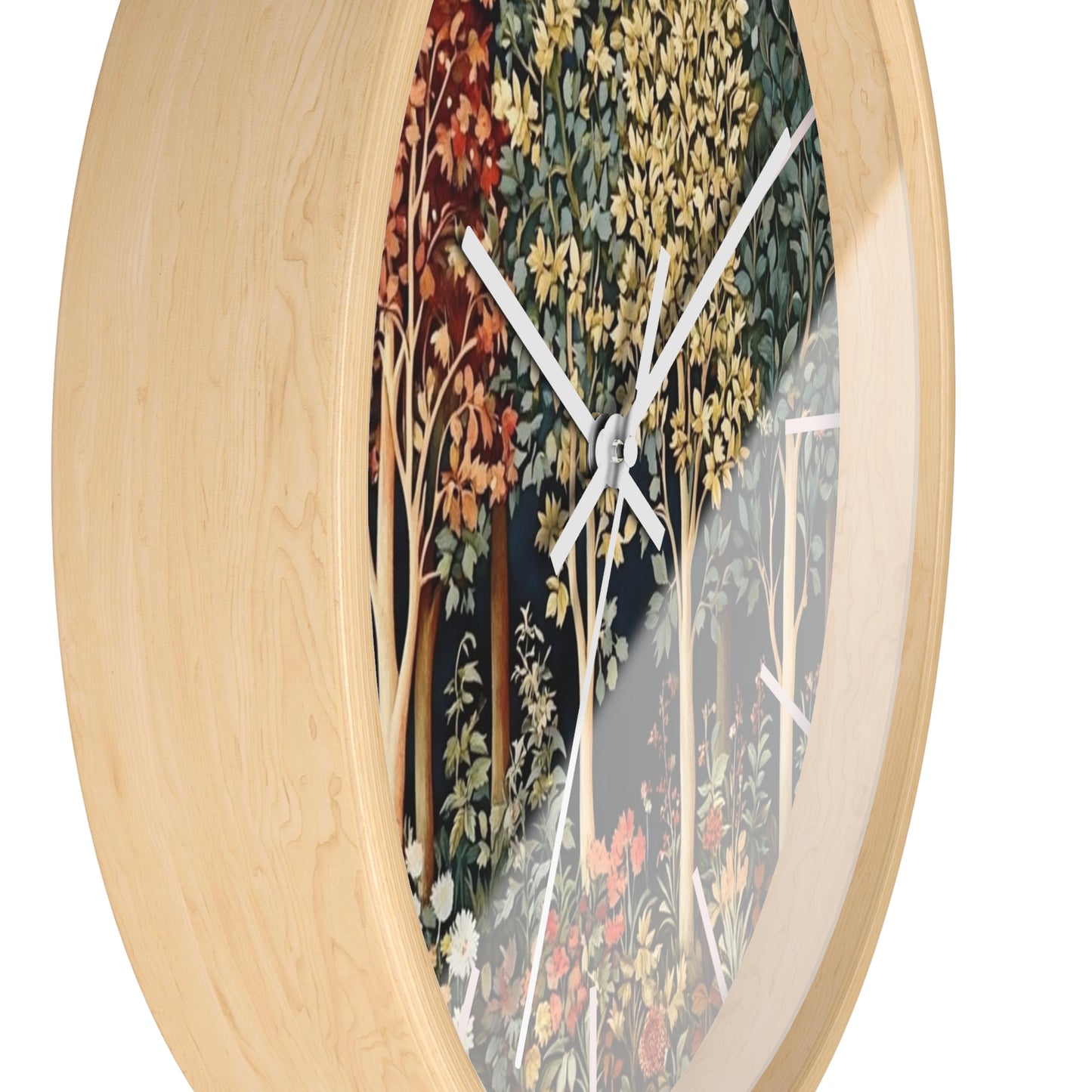 Autumn Woodland Trees Wall Clock | Forest Floral Timepiece