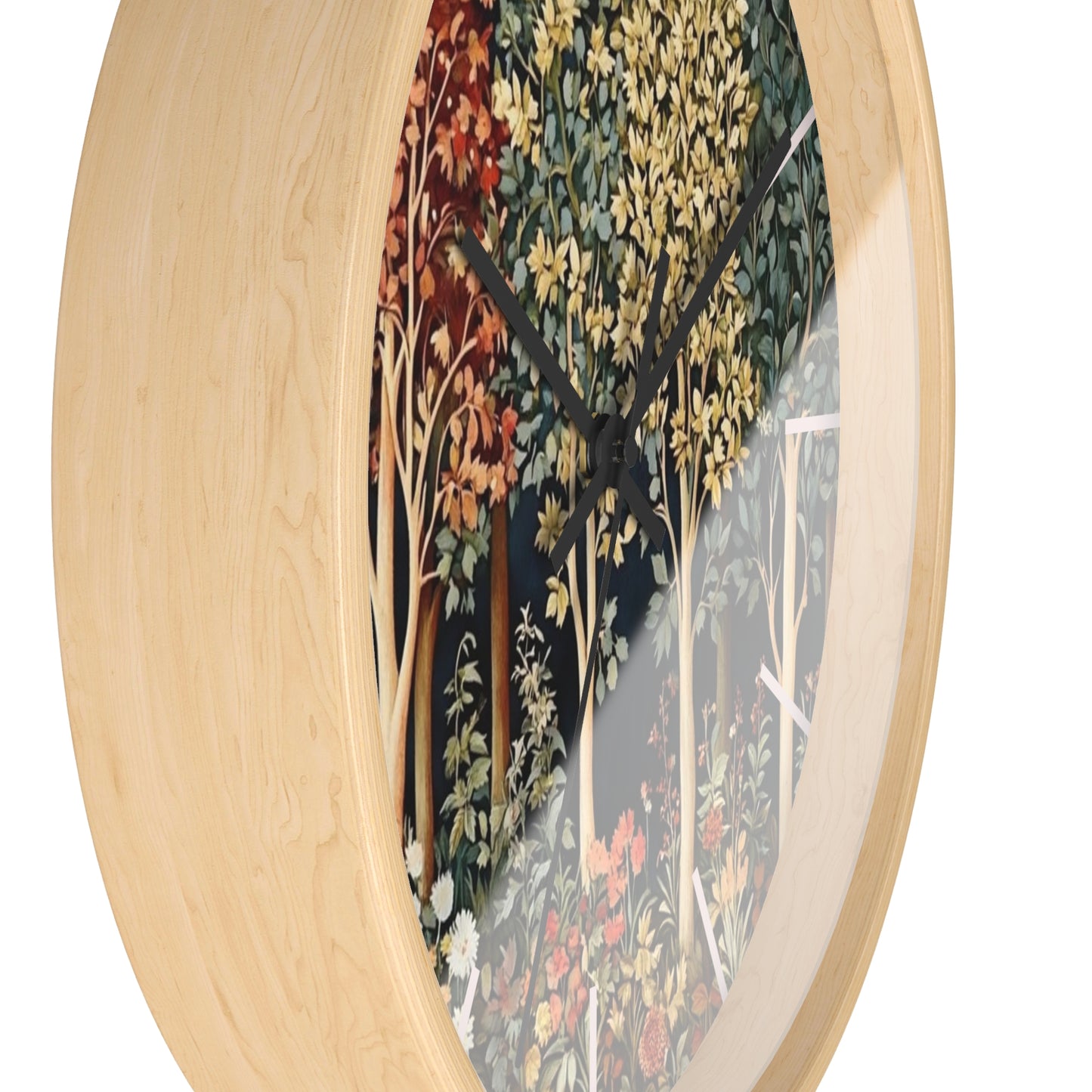 Autumn Woodland Trees Wall Clock | Forest Floral Timepiece