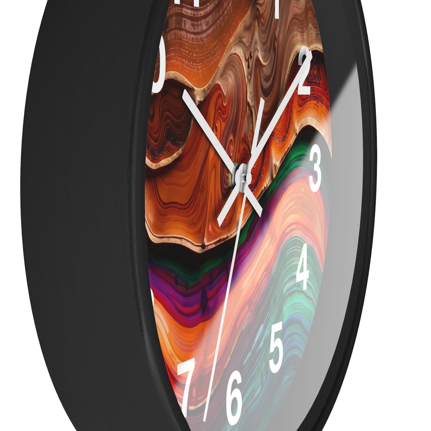 Abstract Swirl Art Wall Clock | Colorful Fluid Waves, Modern Home Decor Resin Art Style