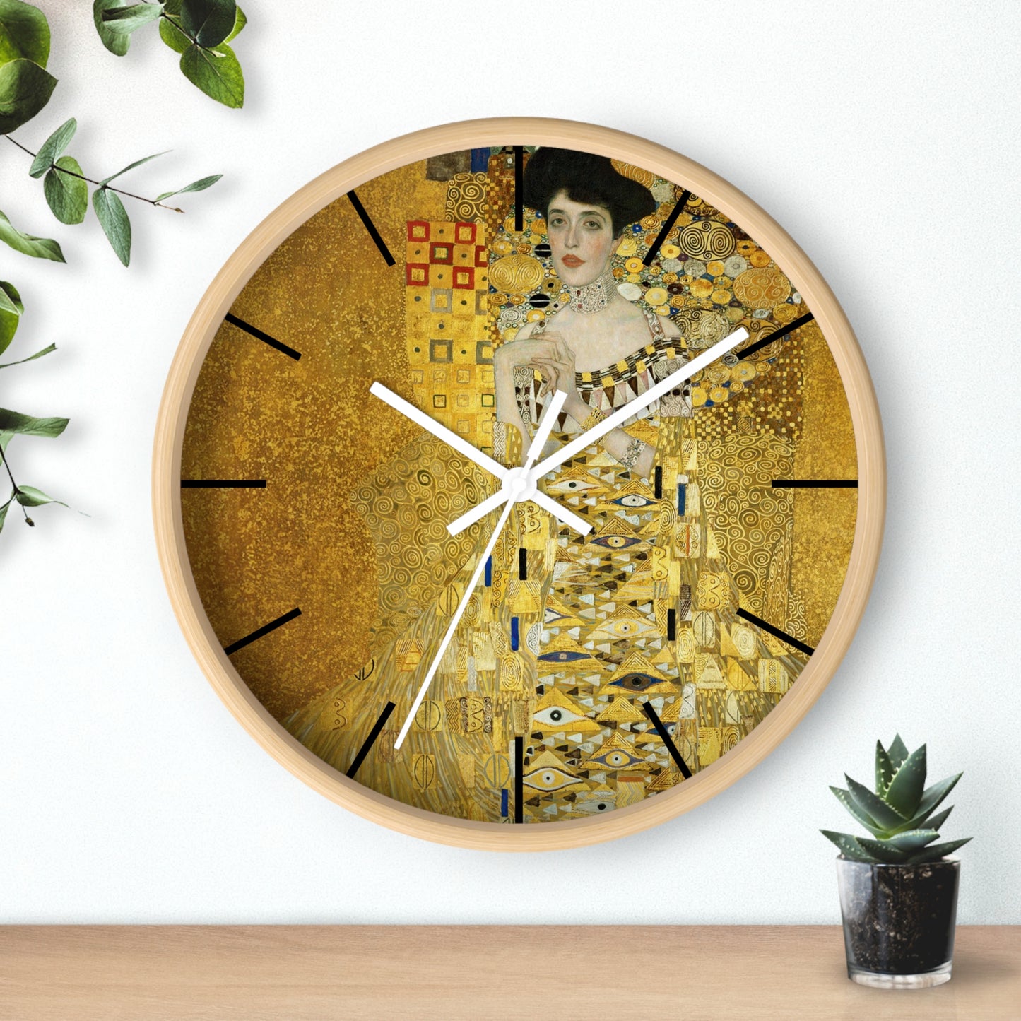 Gustav Klimt Portrait of Adele Bloch-Bauer Wall Clock | Golden Art Clock