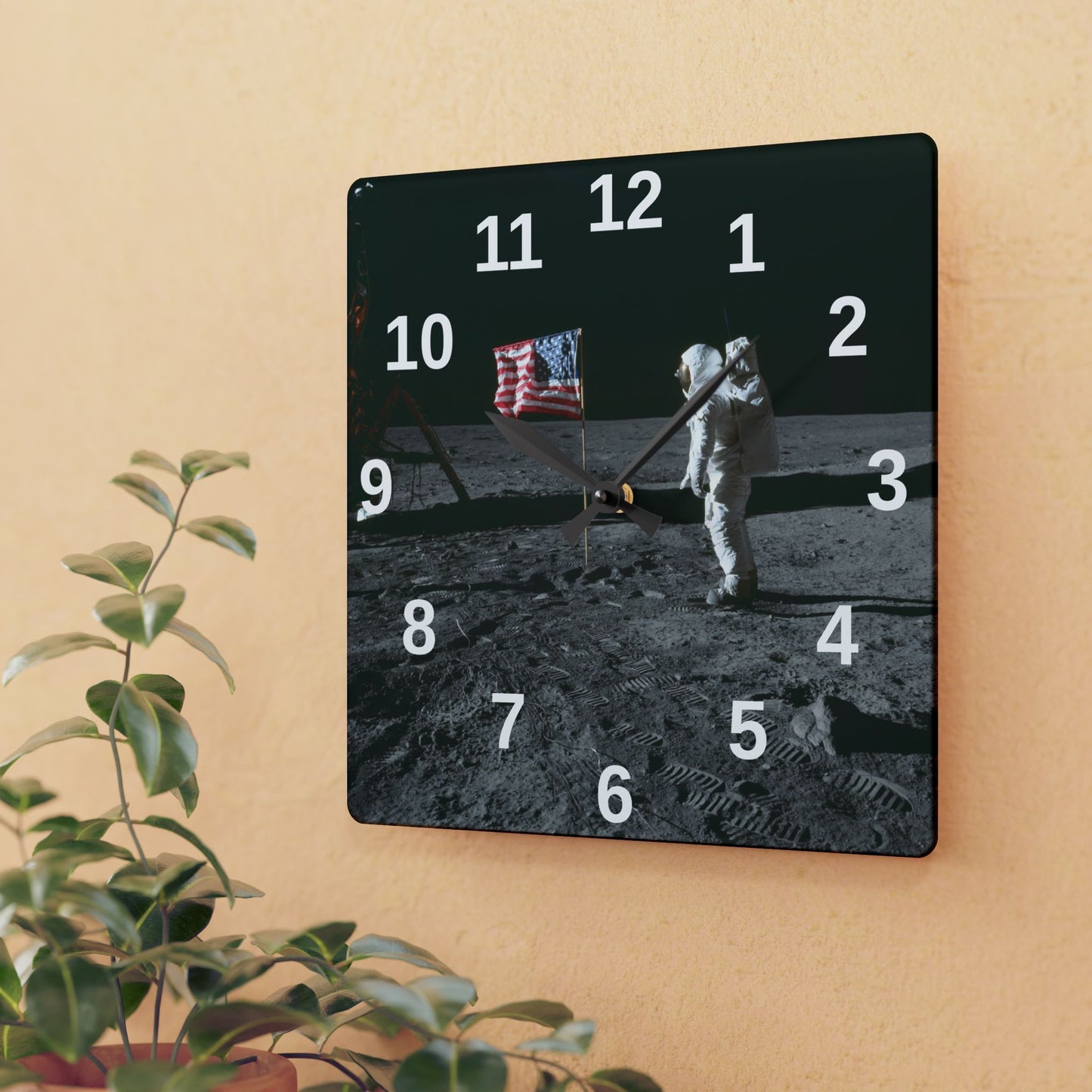 Moon Landing Astronaut acrylic wall clock | Lunar NASA space decor
