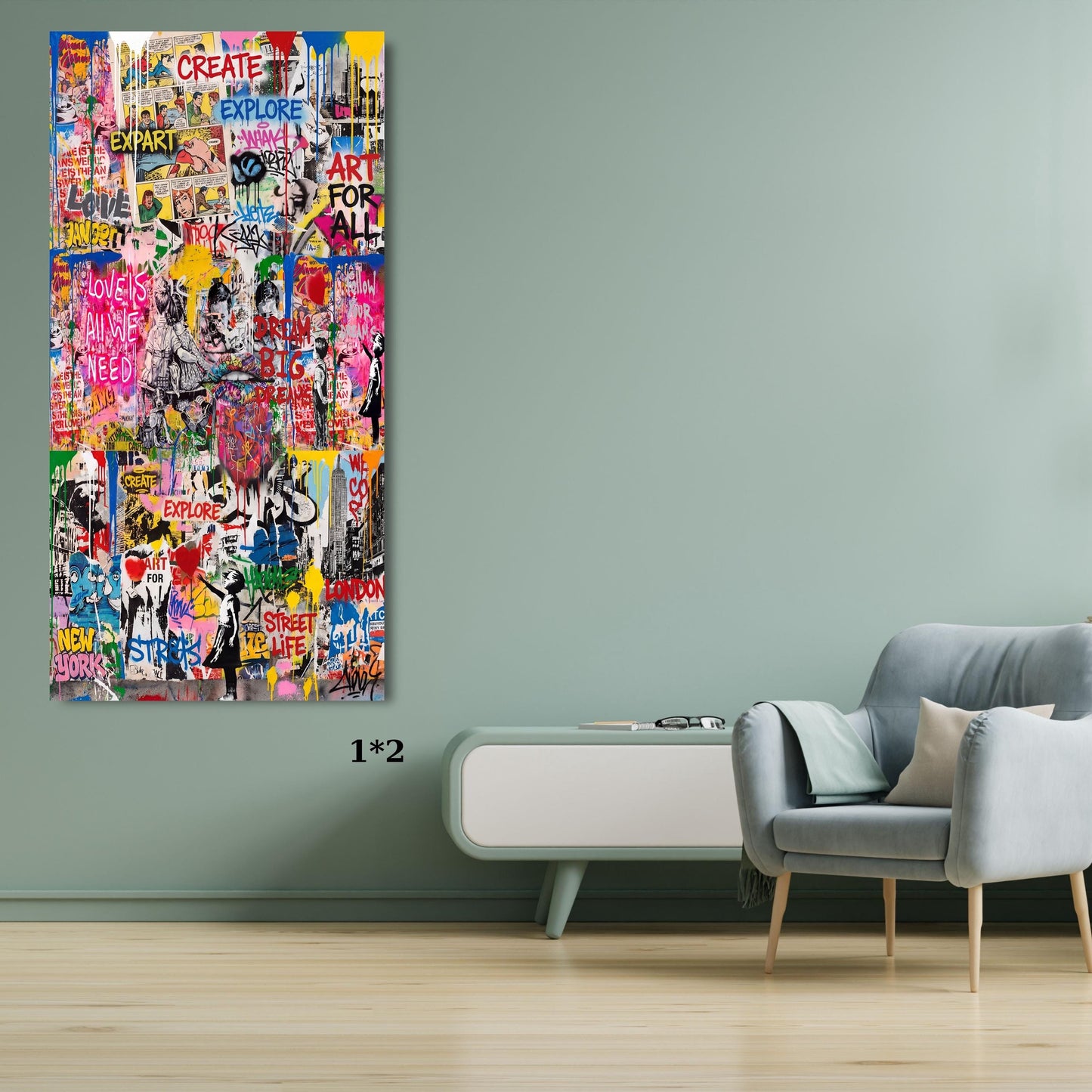 Banksy Canvas Wall Art, Street Art Graffiti Decor, Modern Living Room Print, Iconic Urban Wall Art, Ready to Hang Banksy