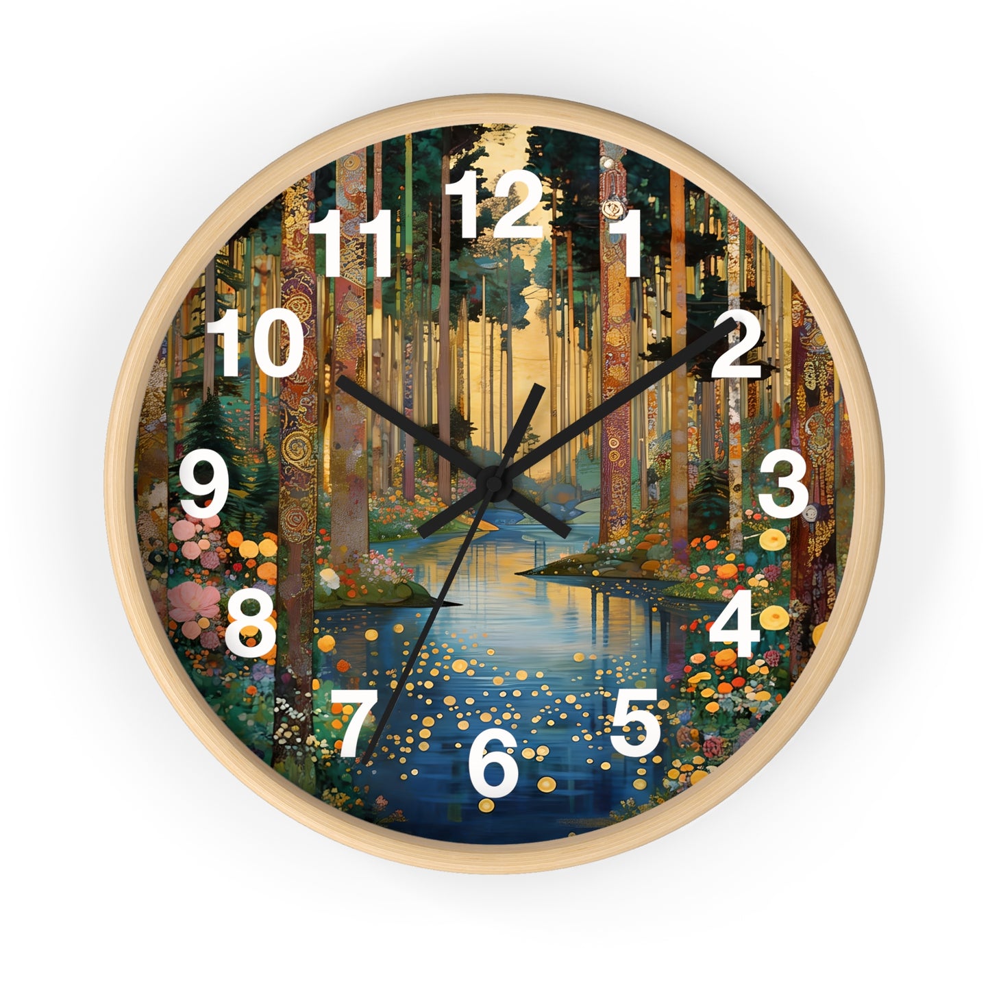 Enchanted Forest Stream Wall Clock | Whimsical Woodland Timepiece