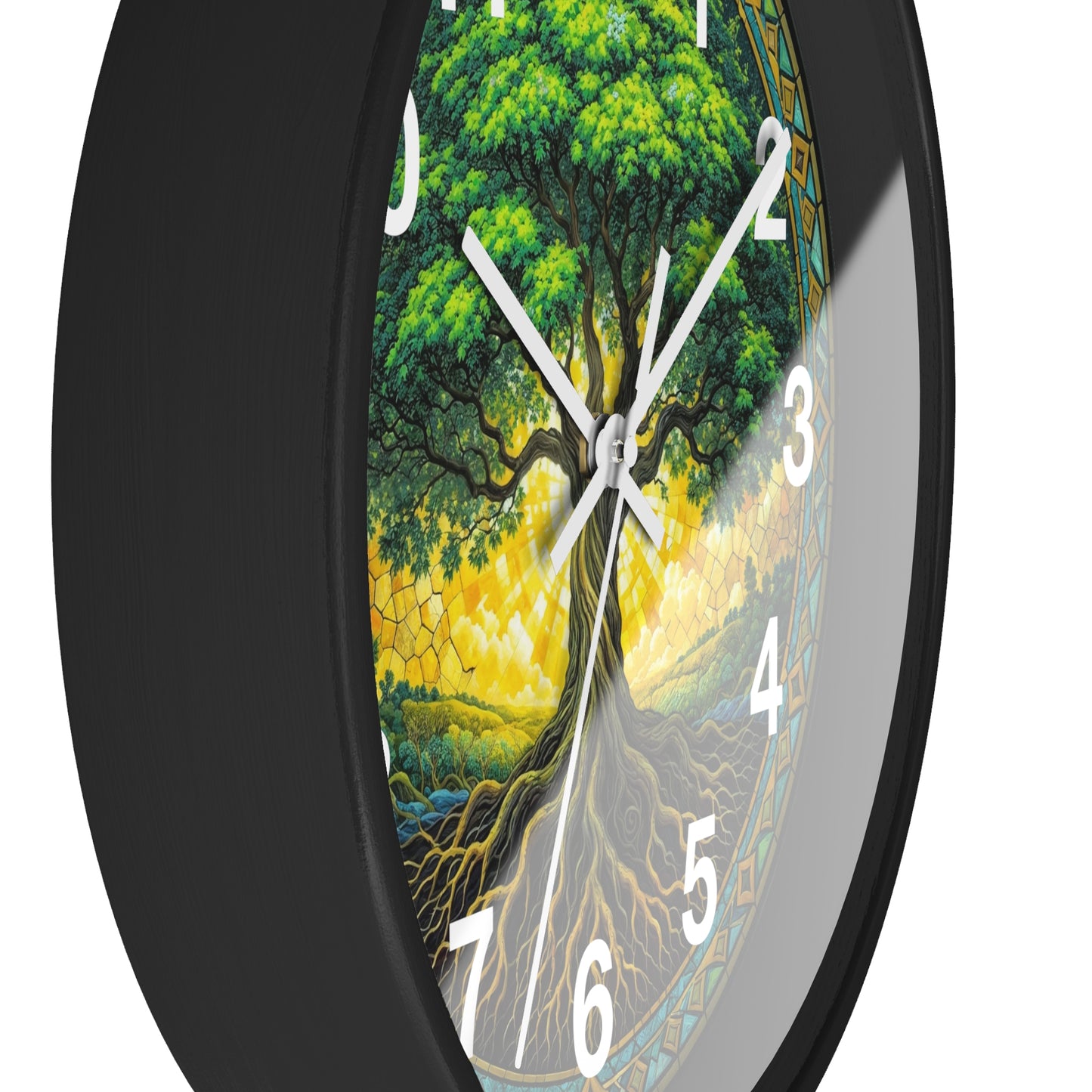 Stained Glass Tree of Life Wall Clock | Colorful Sunset Decor