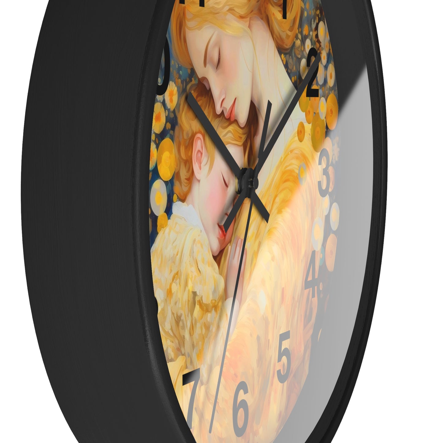 Mother and Child Illustration Wall Clock | Golden Art Nursery Decor