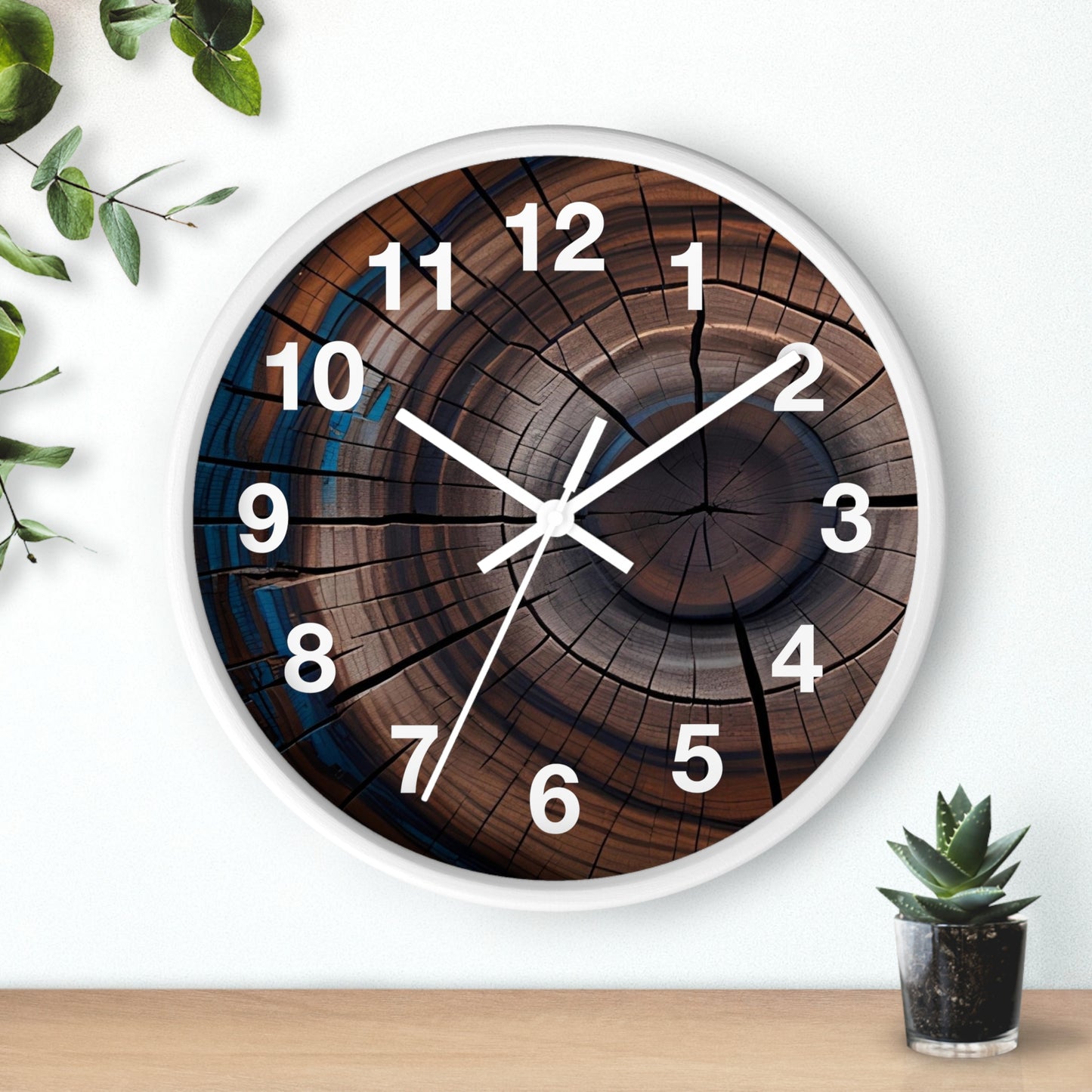Wood Grain Target Clock wall clock | Rustic Tree Ring Design, Modern Numerals