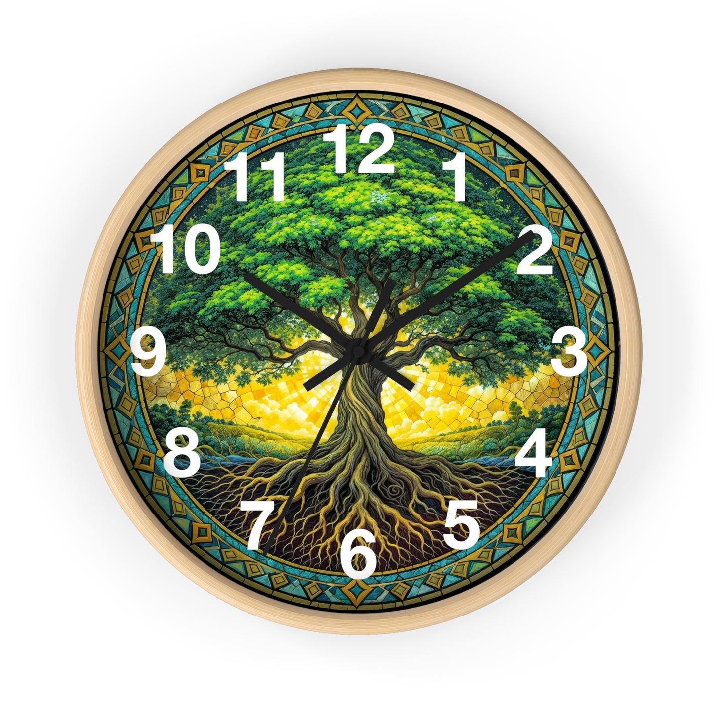 Stained Glass Tree of Life Wall Clock | Colorful Sunset Decor