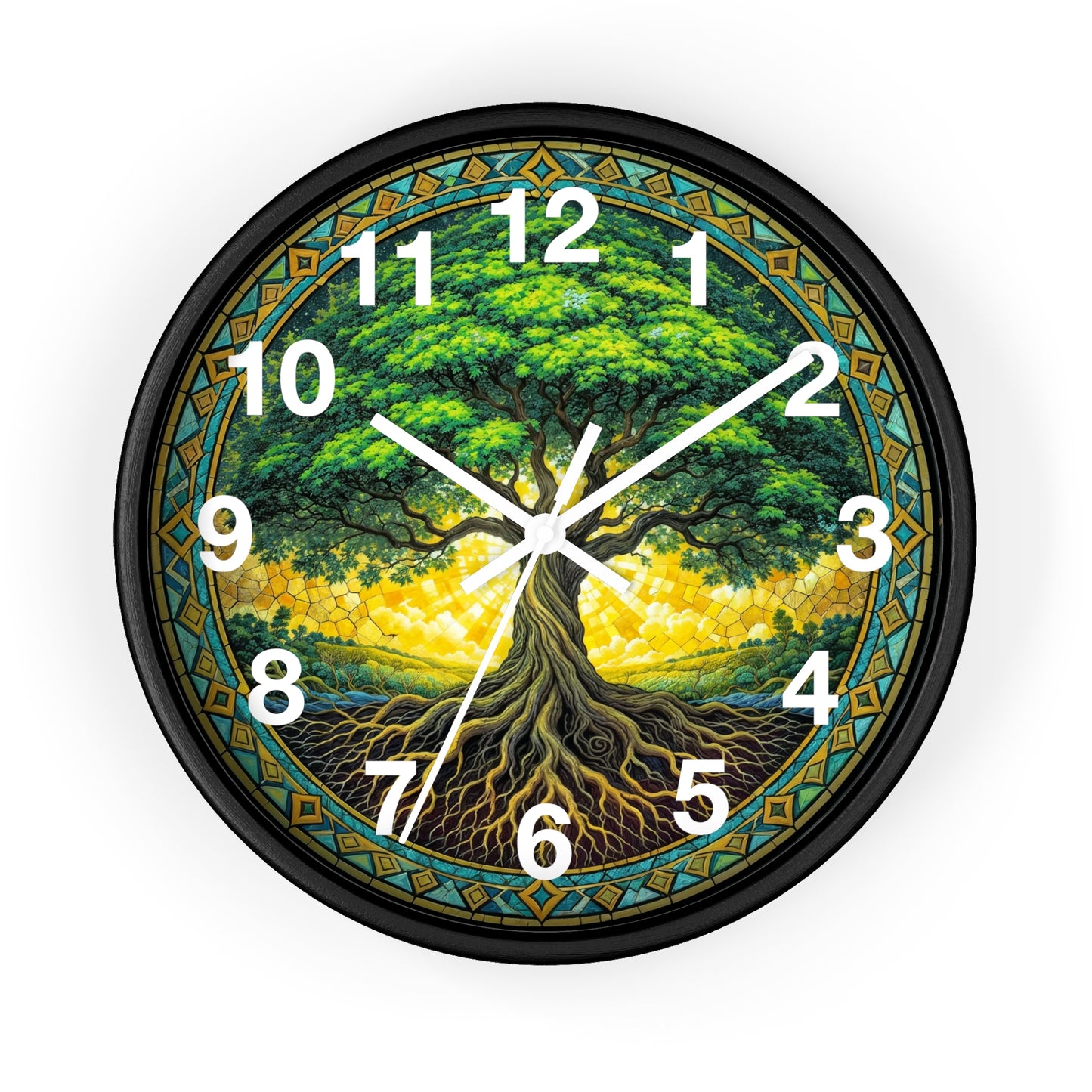 Stained Glass Tree of Life Wall Clock | Colorful Sunset Decor