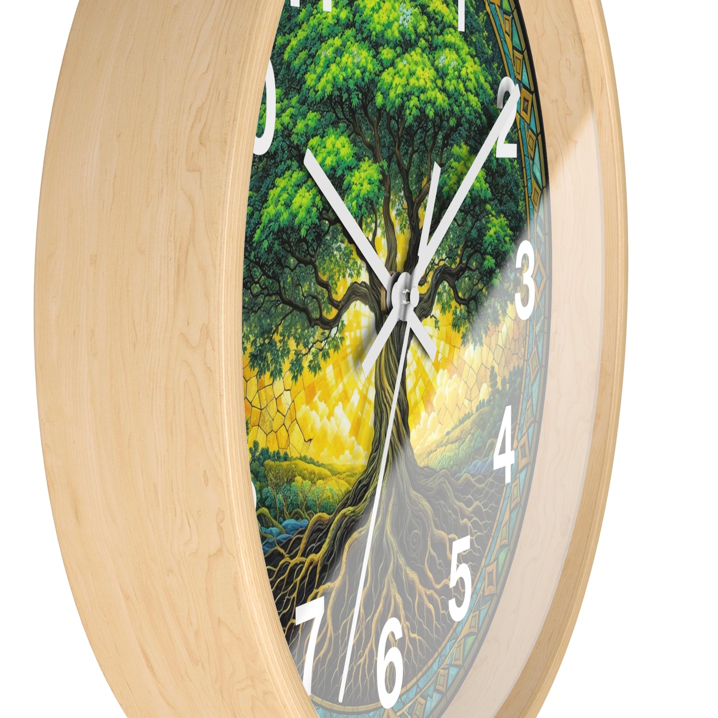 Stained Glass Tree of Life Wall Clock | Colorful Sunset Decor