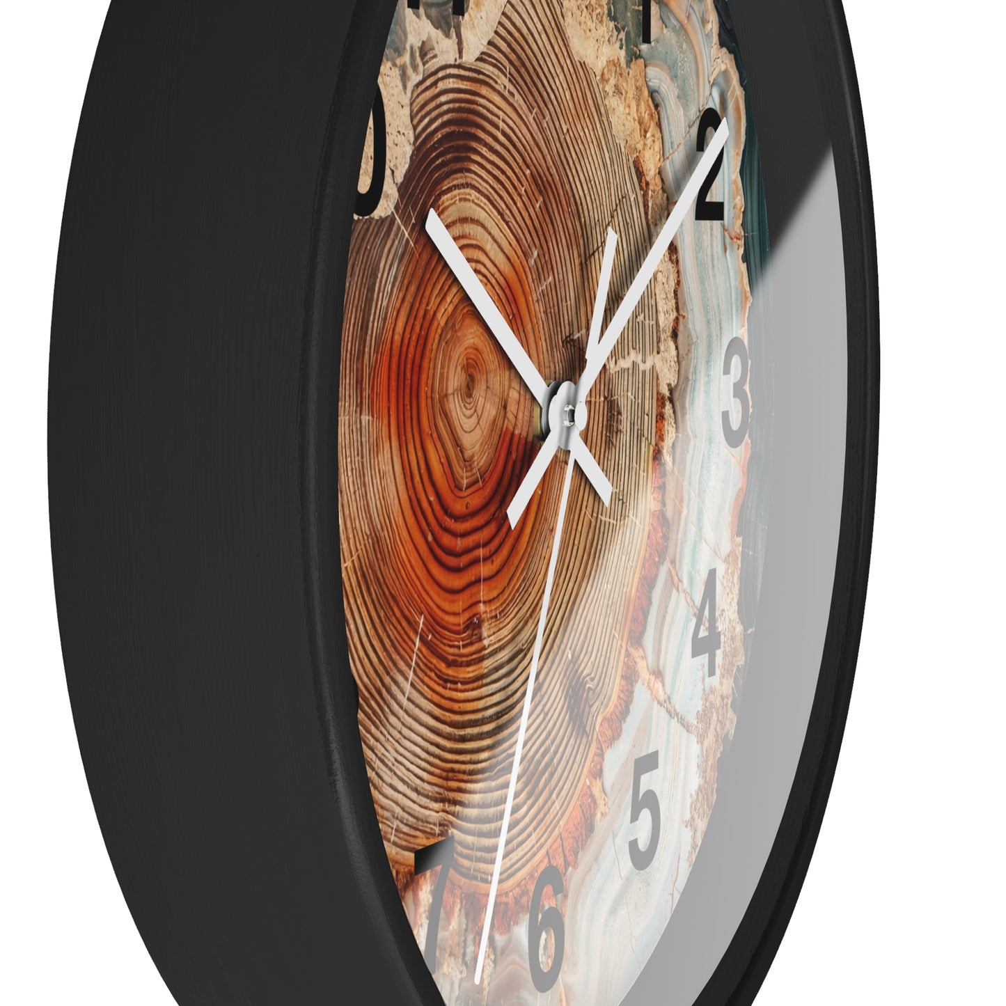 Agate Slice Tree Ring Wall Clock | Wood Grain Geode Home Decor
