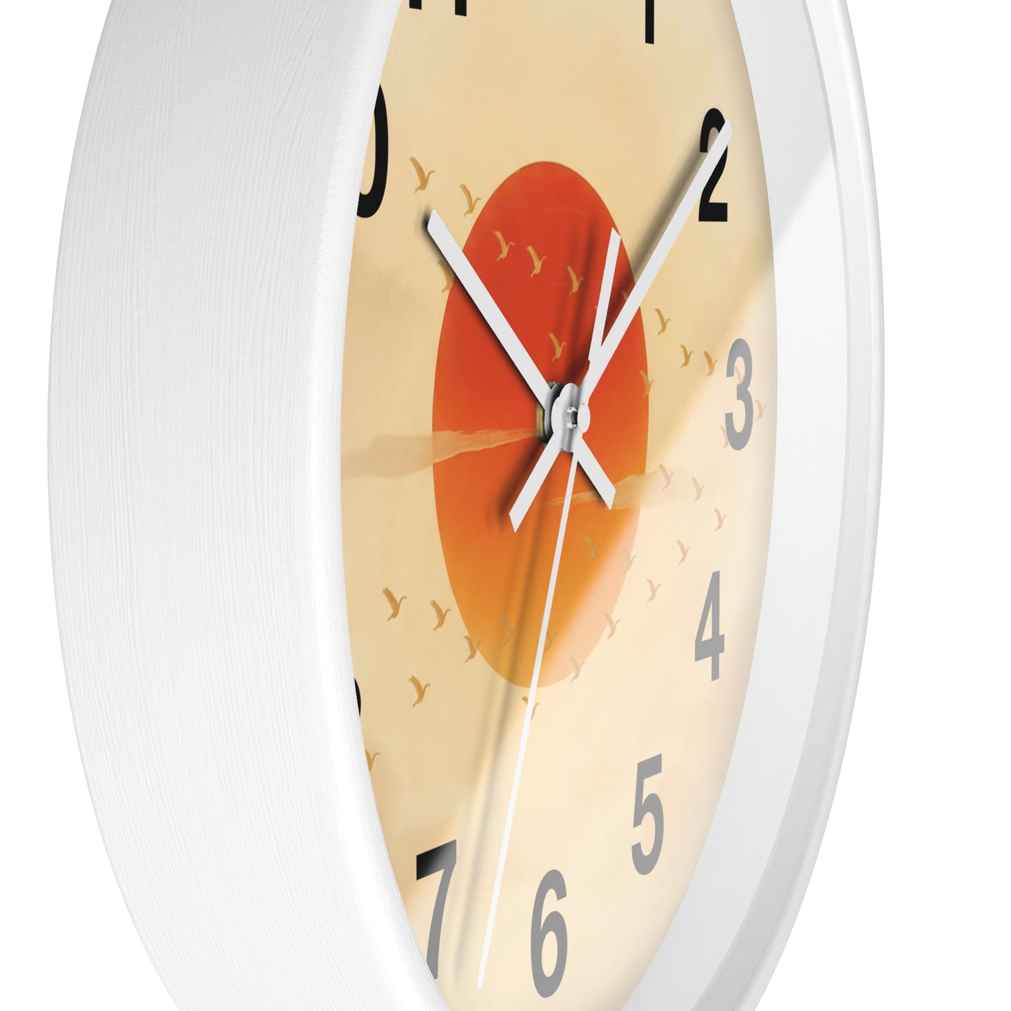 Sunset Sun with Flying Birds Wall Clock | Minimal Retro Sunrise Design