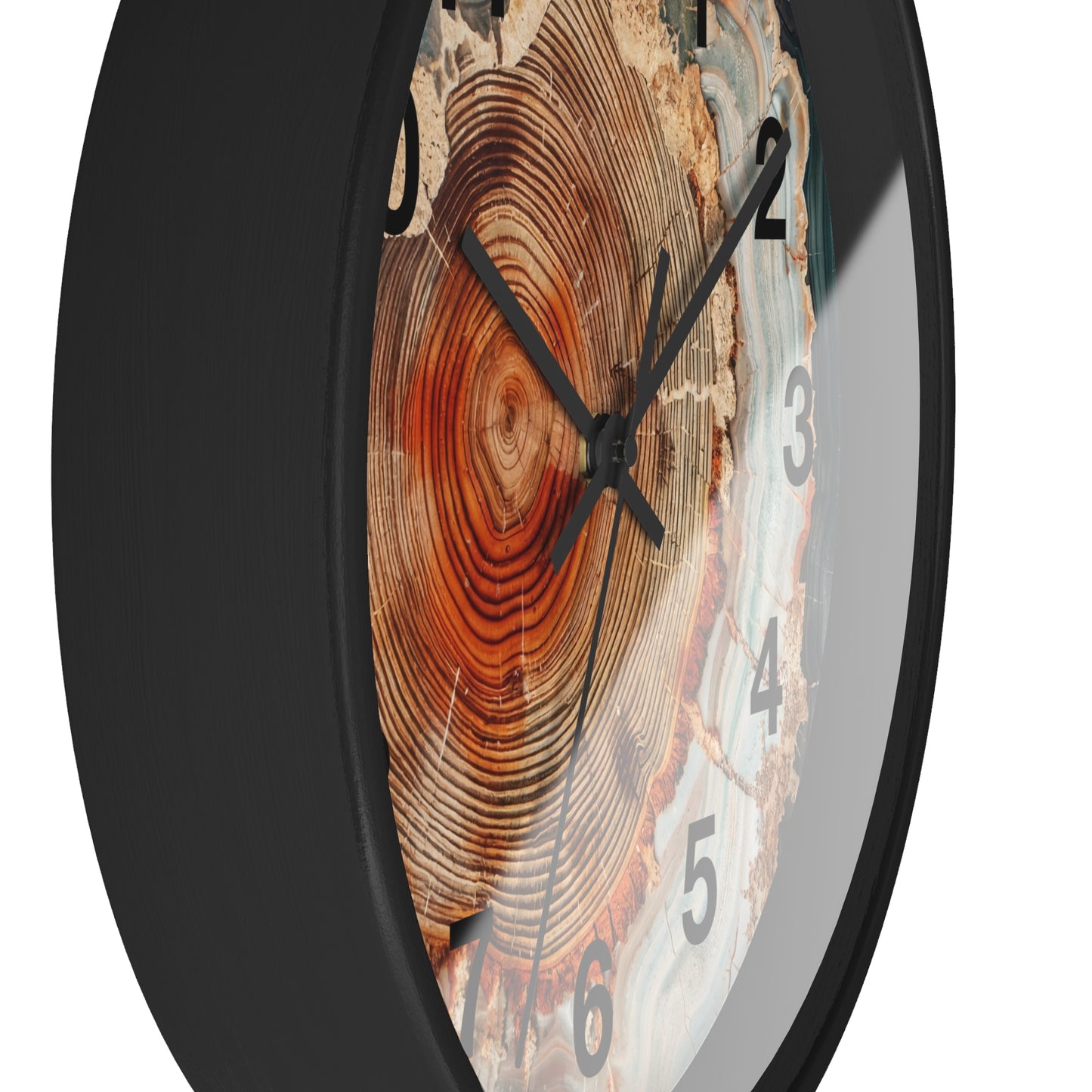 Agate Slice Tree Ring Wall Clock | Wood Grain Geode Home Decor