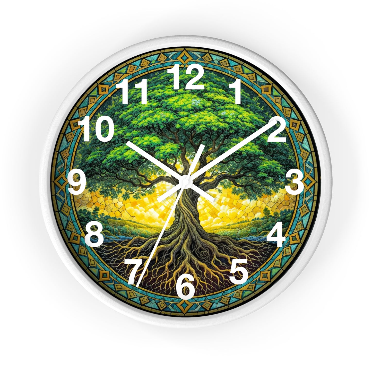 Stained Glass Tree of Life Wall Clock | Colorful Sunset Decor