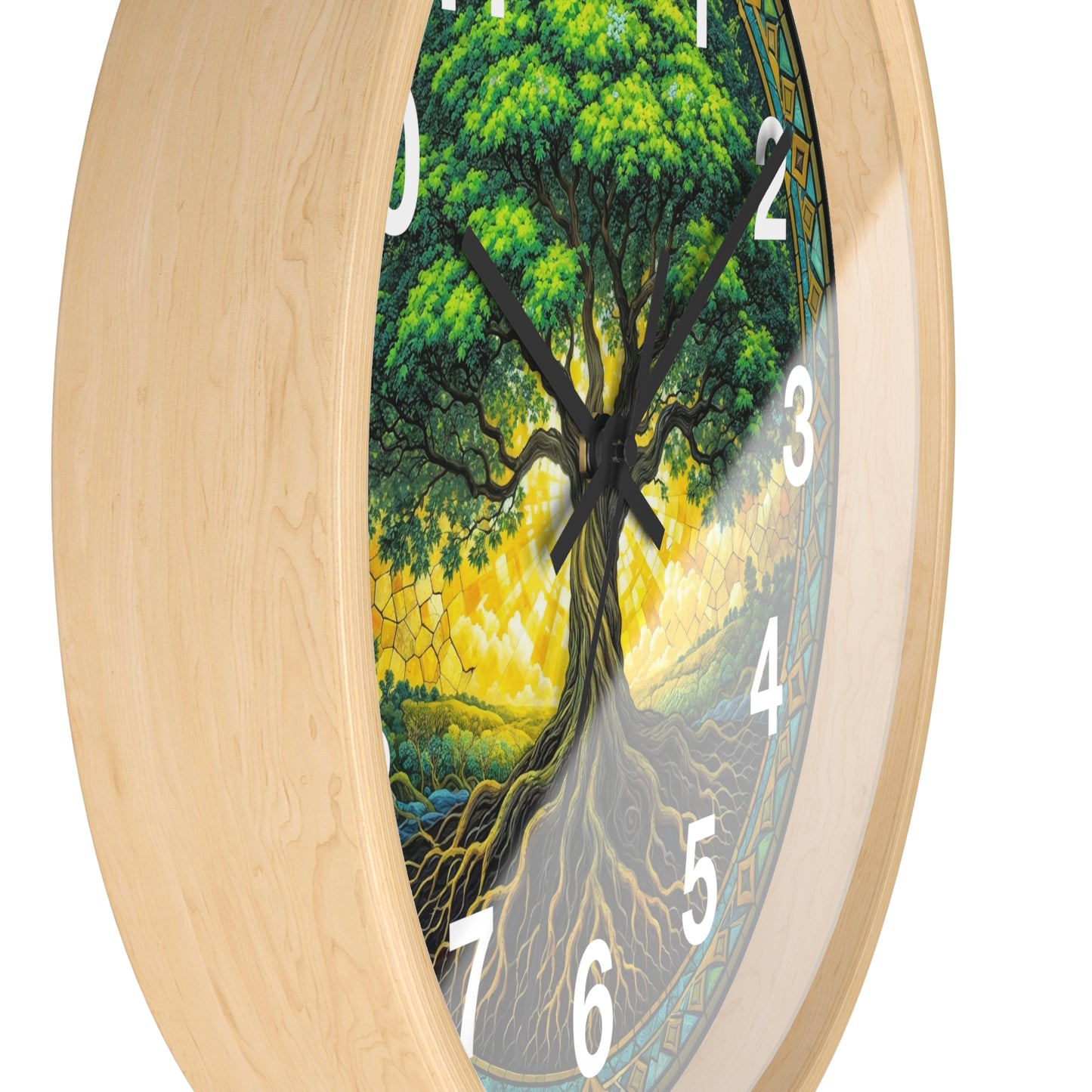 Stained Glass Tree of Life Wall Clock | Colorful Sunset Decor