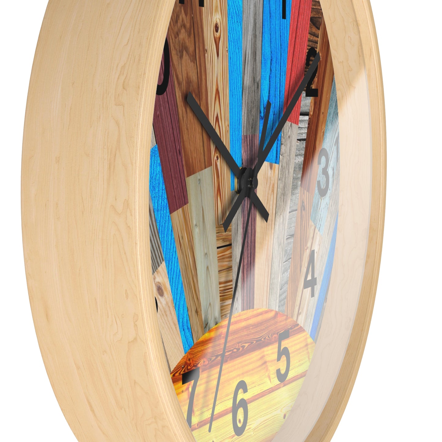 Sunrise Wood Planks Wall Clock | Colorful Rustic Sunburst