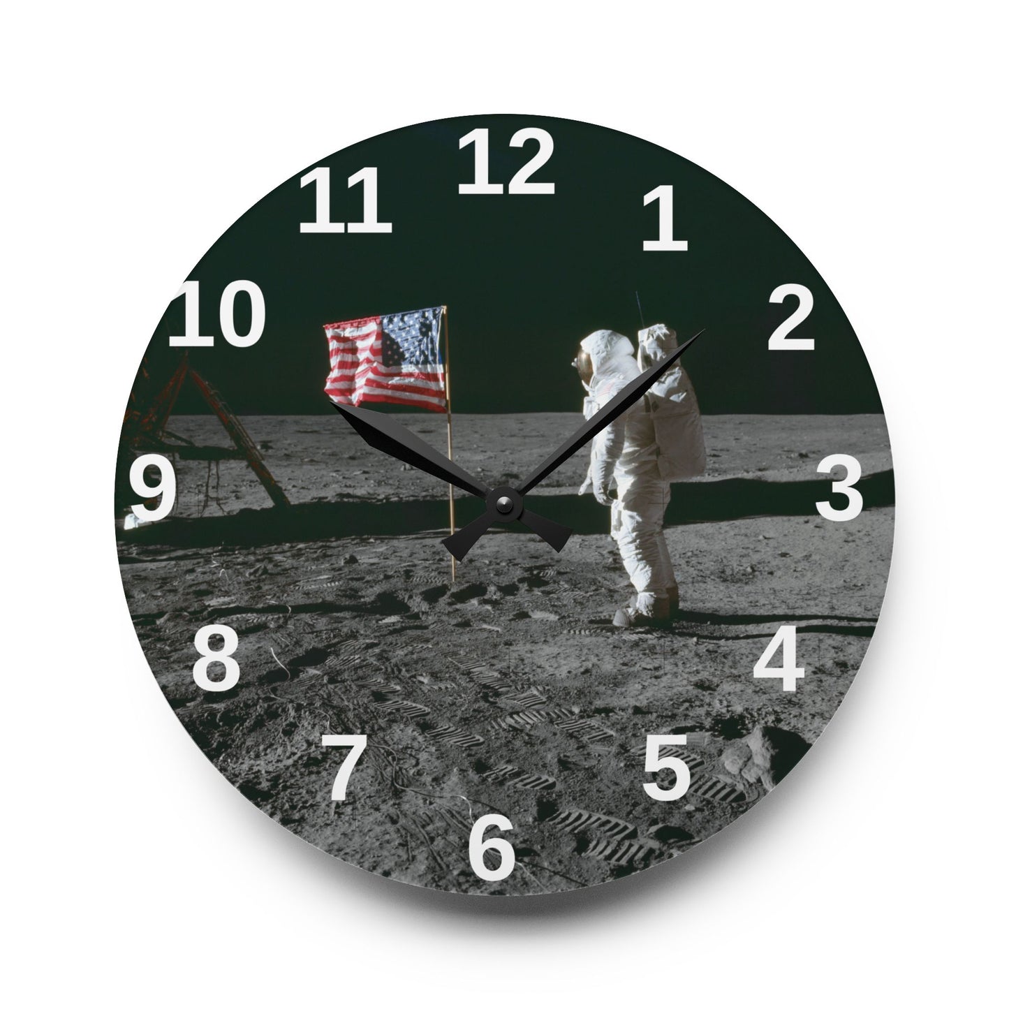 Moon Landing Astronaut acrylic wall clock | Lunar NASA space decor