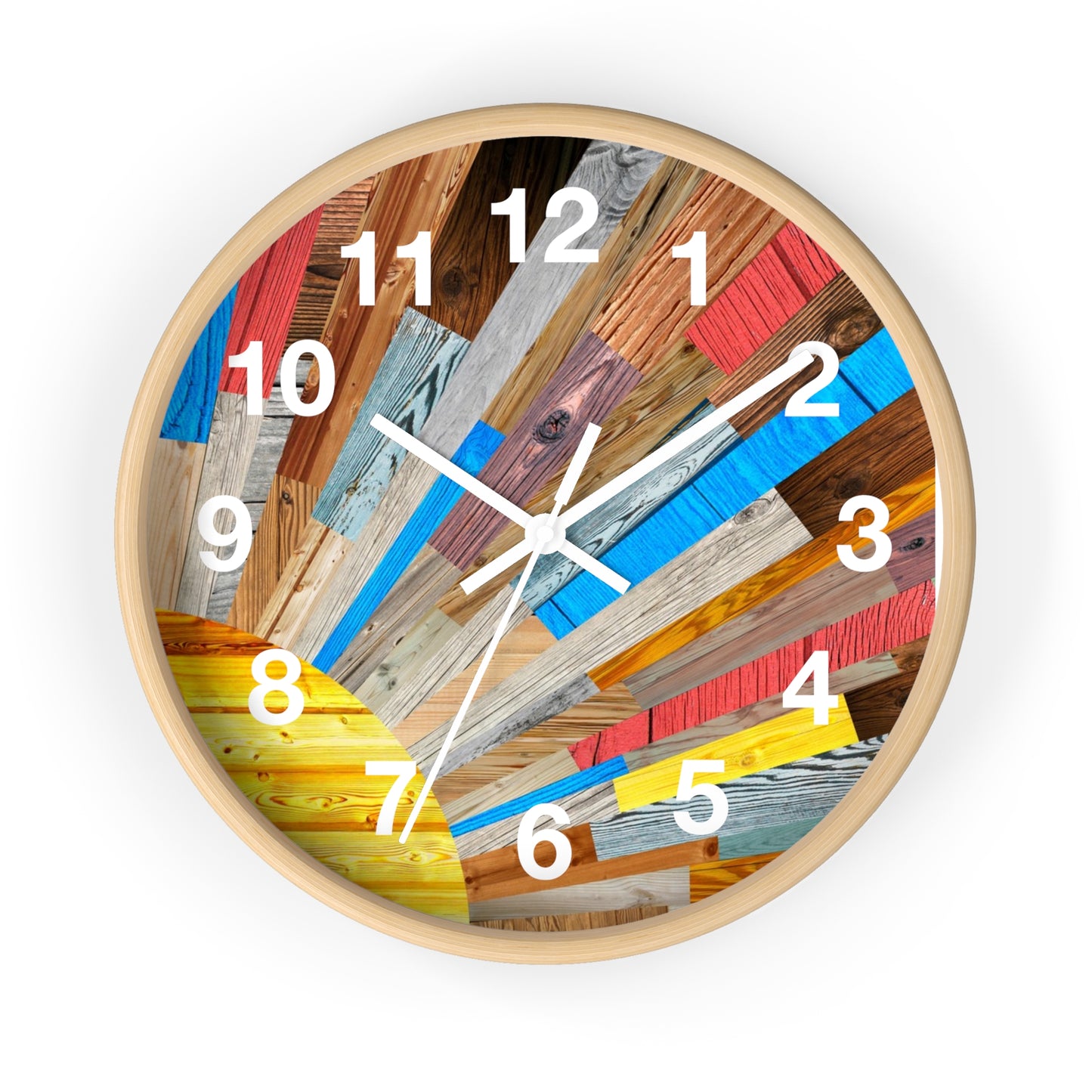 Sunburst Abstract Art Wall Clock | Colorful Sunrise Rays Clock
