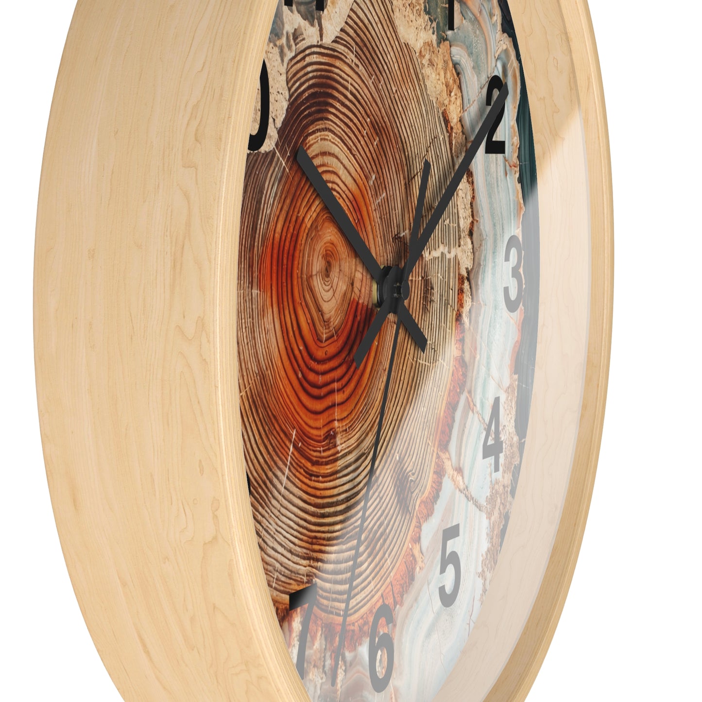 Agate Slice Tree Ring Wall Clock | Wood Grain Geode Home Decor
