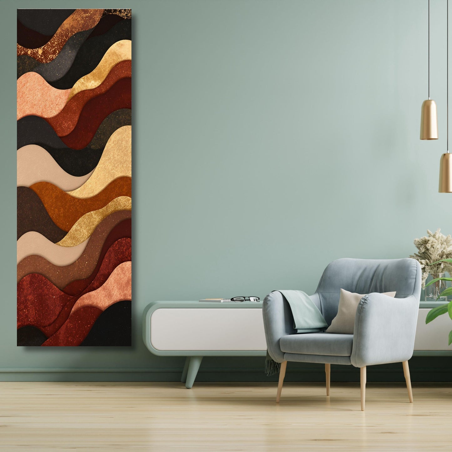 Abstract Brown and Black Canvas Print Tree Rings Long Narrow Rustic Wood Texture Print Wall Art for Hallway or Above Bed Natural Print