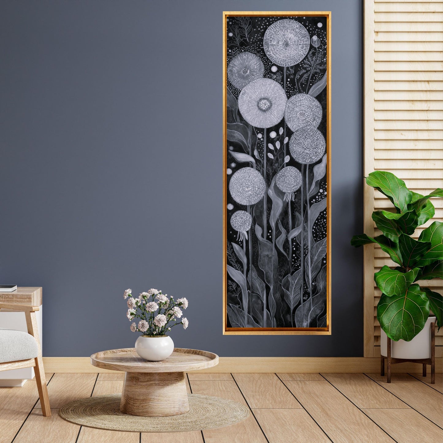 Long Narrow Canvas Wall Art Vertical Nature Print Tall Modern sun Tree or Mountain Wall Decor for Hallway,Entryway Small Space Styling Print
