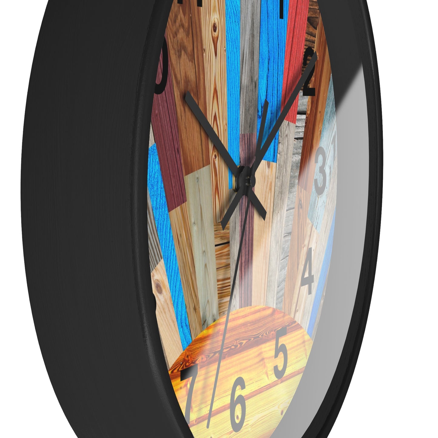 Sunrise Wood Planks Wall Clock | Colorful Rustic Sunburst