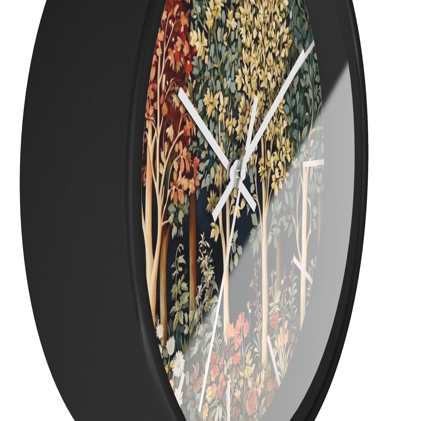 Autumn Woodland Trees Wall Clock | Forest Floral Timepiece