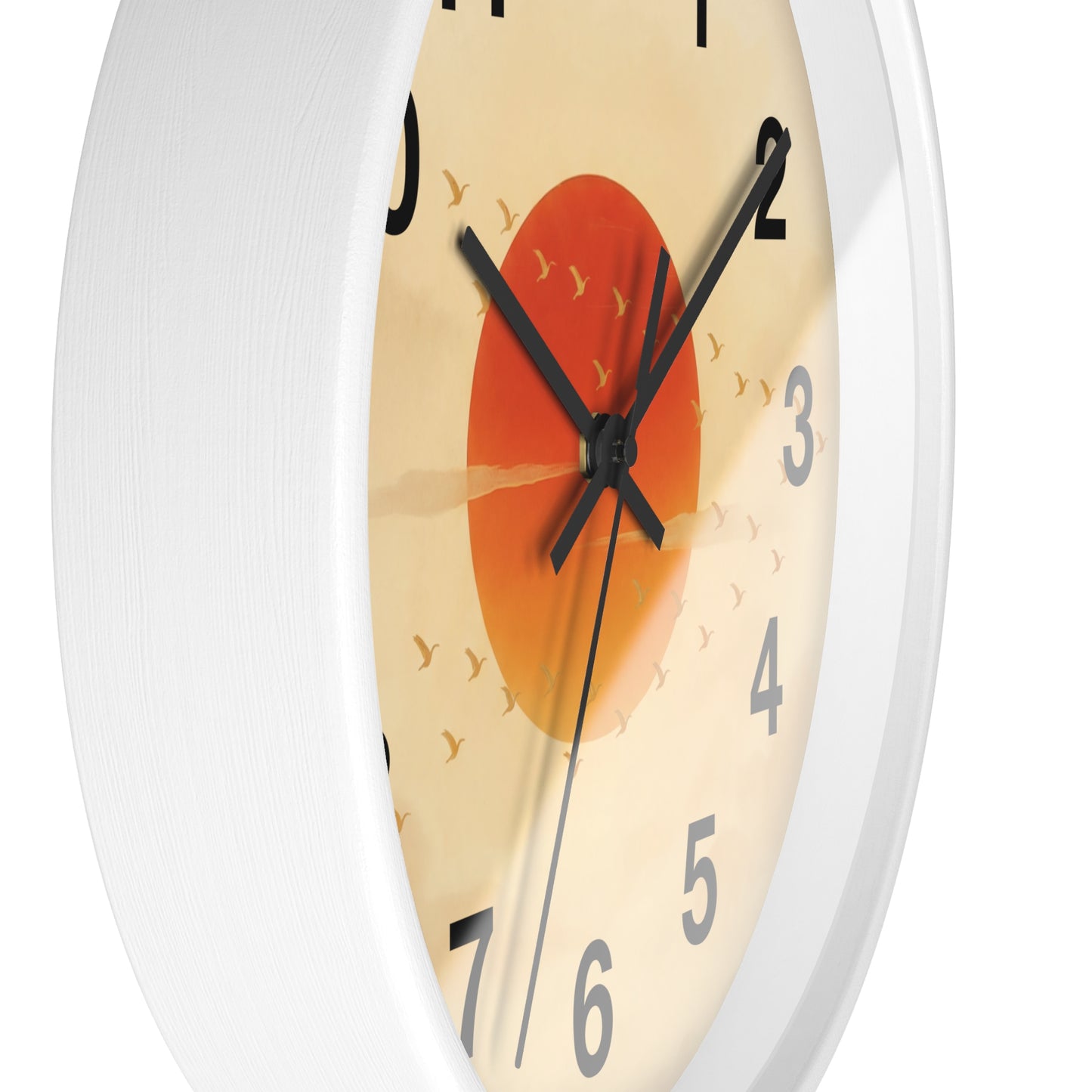Sunset Sun with Flying Birds Wall Clock | Minimal Retro Sunrise Design