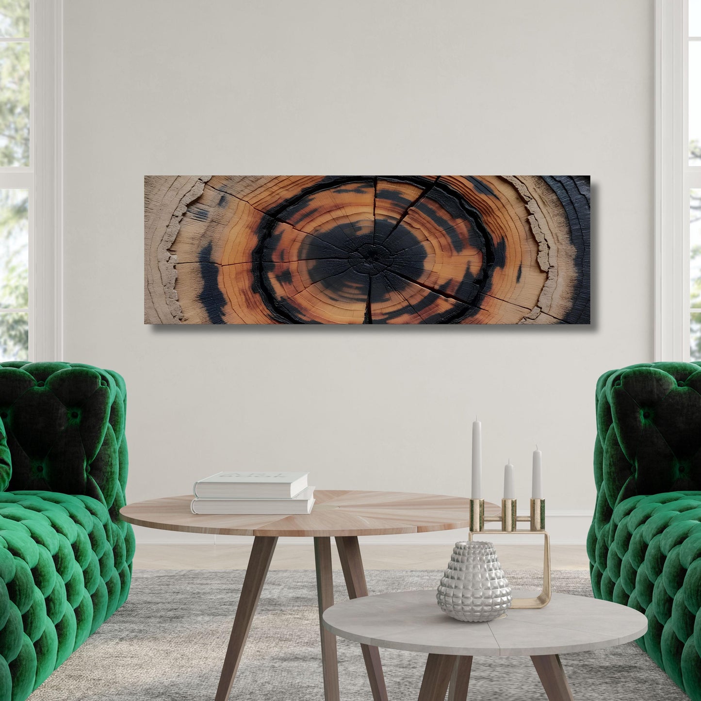 Panoramic Tree Rings Canvas Art: Elegant Natural Home Decor