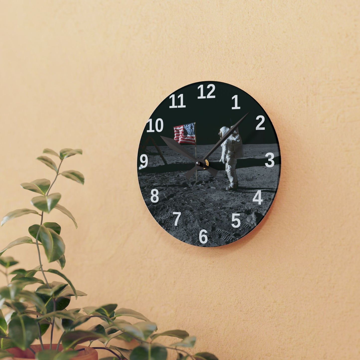 Moon Landing Astronaut acrylic wall clock | Lunar NASA space decor